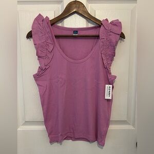 OLD NAVY Women's Orchid Ribbed Flutter Sleeve Scoop Neck Top Size L Petite NEW